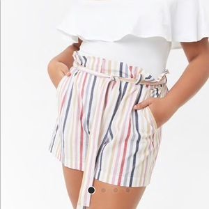 Plus size high rise stripe shorts